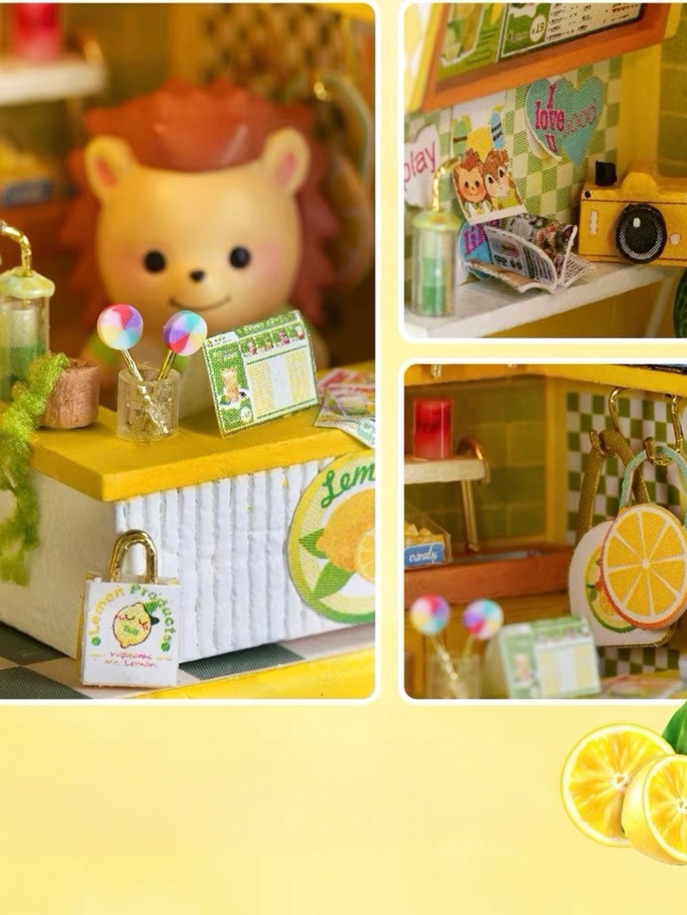 DIY Miniature Little Hedgehog Lemon Drink Shop w/ LED Cute Lemon Cafรฉ Craft Kit - Picture 7 of 13